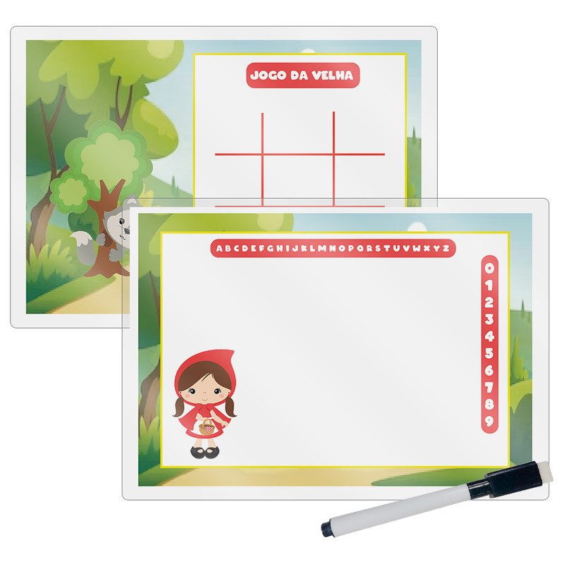 Kit 10 Lousa Mágica Catalogada + Caneta E Apagador Lembrancinha Festa Infantil Chapeuzinho Vermelho