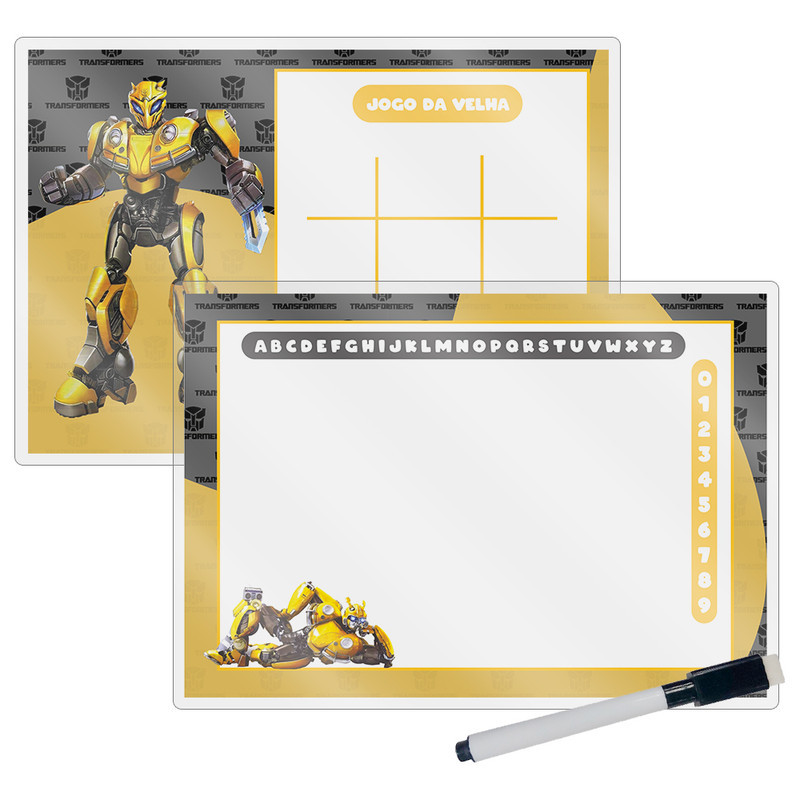 10 Lousa Mágica Catalogada + Caneta E Apagador Lembrancinha Festa Infantil Transformers Bumblebee