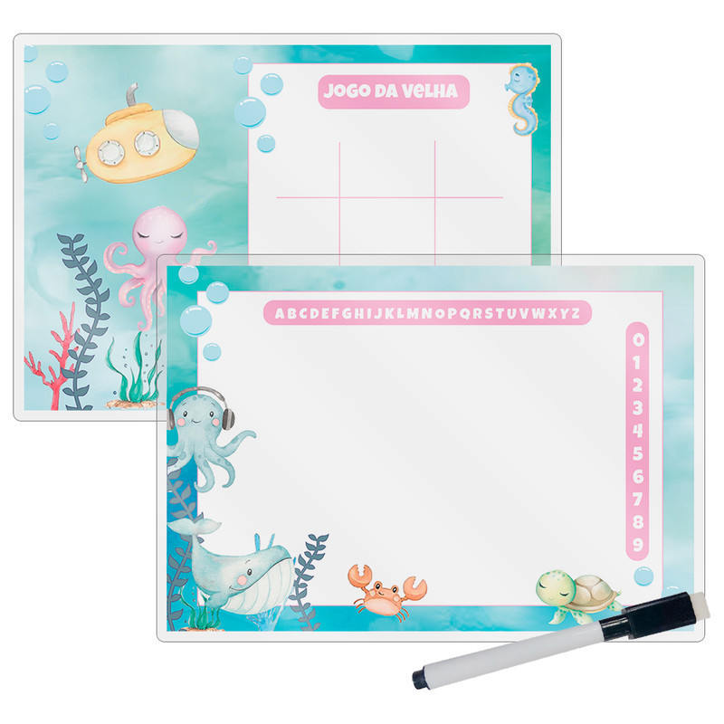 Kit 10 Lousa Mágica Catalogada + Caneta E Apagador Lembrancinha Festa Infantil Fundo Do Mar Aquarela em Oferta na Shopee