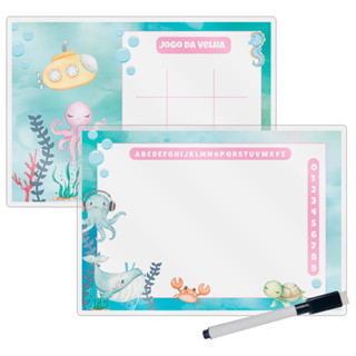 Kit 10 Lousa Mágica Catalogada + Caneta E Apagador Lembrancinha Festa Infantil Fundo Do Mar Aquarela em Oferta na Shopee