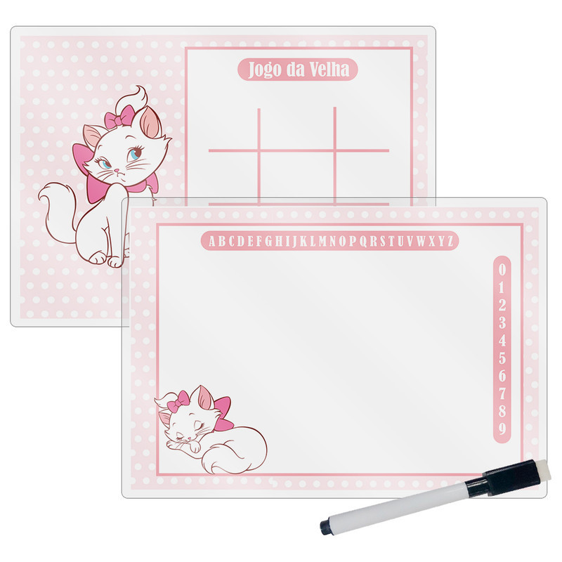 Kit 10 Lousa Mágica Catalogada + Caneta E Apagador Lembrancinha Festa Infantil Gata Marie