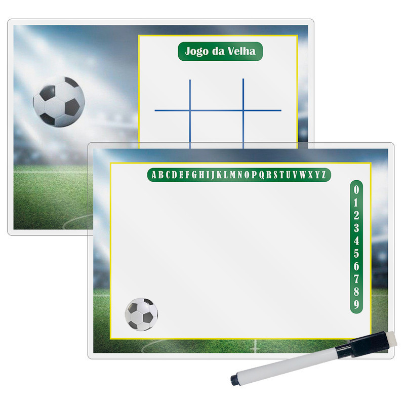 Kit 10 Lousa Mágica Catalogada + Caneta E Apagador Lembrancinha Festa Infantil Futebol