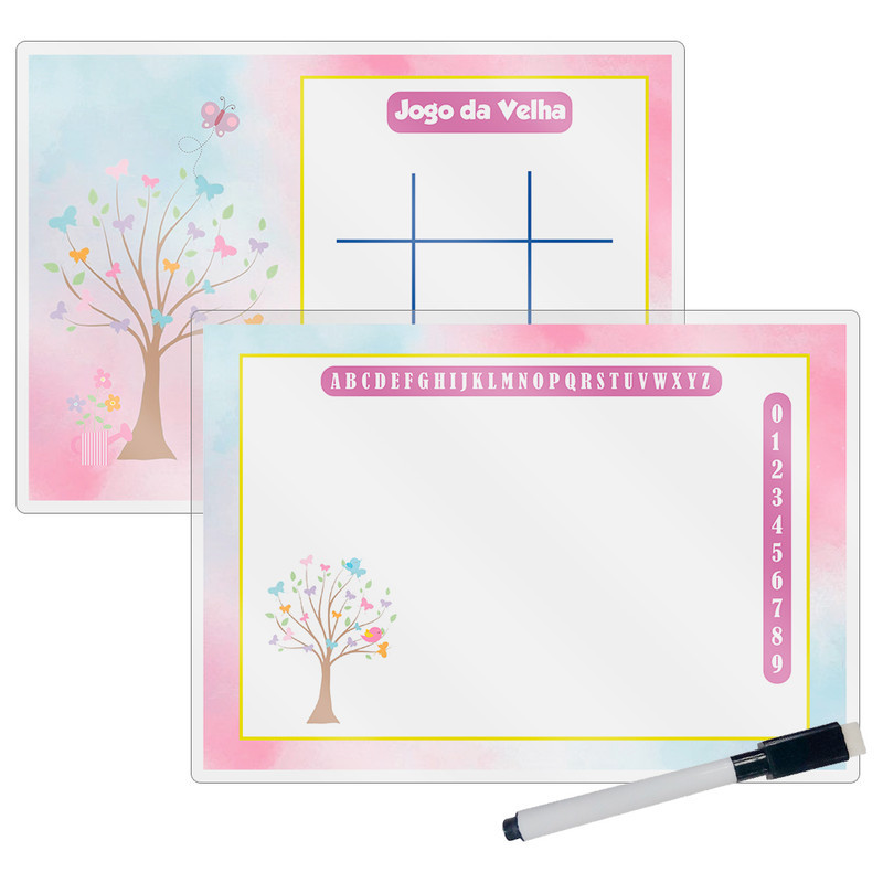 Kit 10 Lousa Mágica Catalogada + Caneta E Apagador Lembrancinha Festa Infantil Jardim Encantado