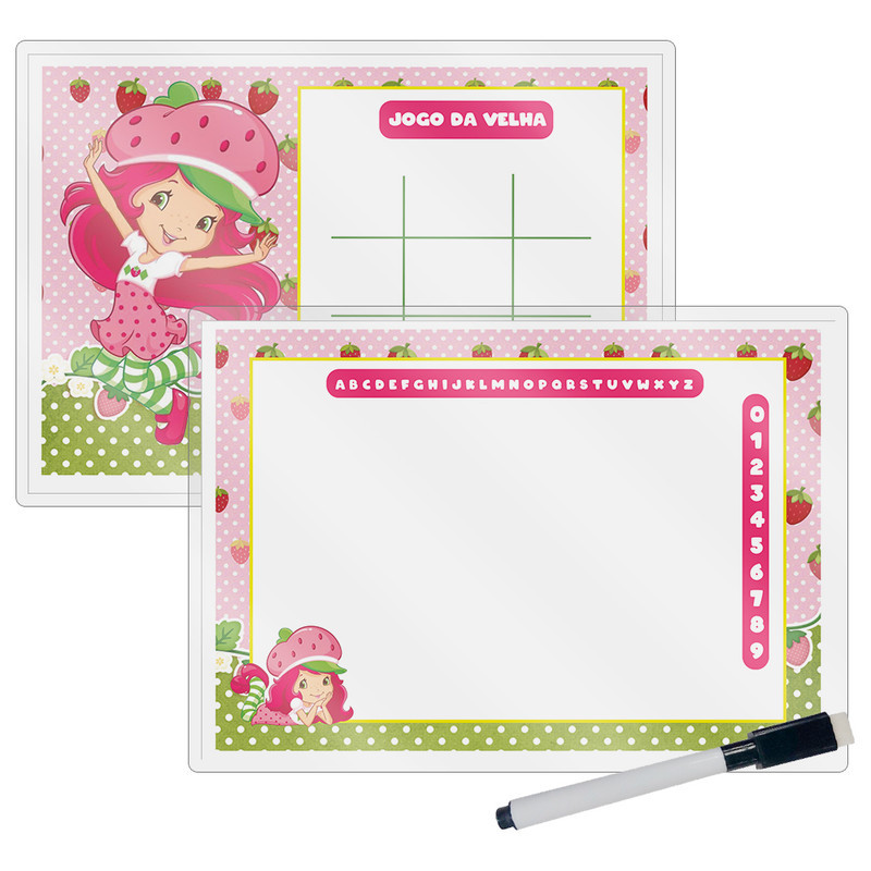 Kit 10 Lousa Mágica Catalogada + Caneta E Apagador Lembrancinha Festa Infantil Moranguinho