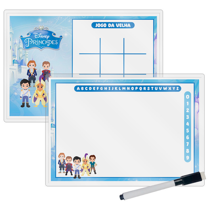 Kit 10 Lousa Mágica Catalogada + Caneta E Apagador Lembrancinha Festa Infantil Principes Baby
