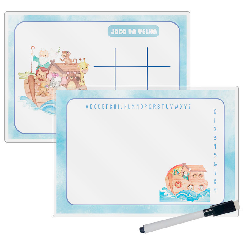 Kit 10 Lousa Mágica Catalogada + Caneta E Apagador Lembrancinha Festa Infantil Arca De Noé Aquarela