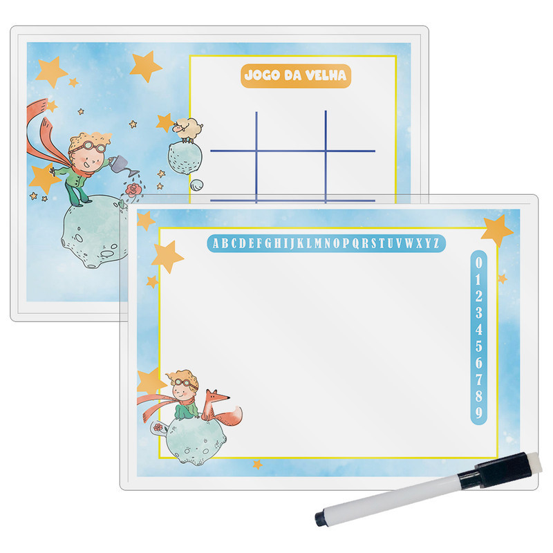 Kit 10 Lousa Mágica Catalogada + Caneta E Apagador Lembrancinha Festa Infantil Pequeno Príncipe