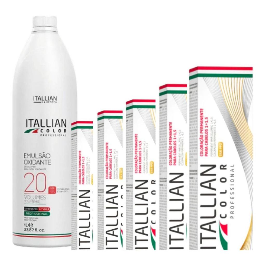 Kit 5 Tinta Coloração Profissional 6.0 Itallian Color + Ox20