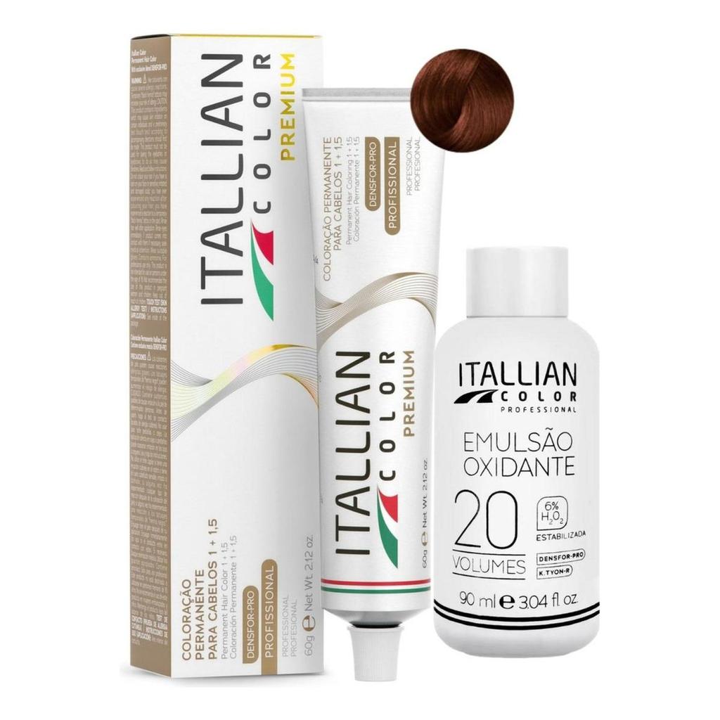 Tinta Itallian 7.40 Louro Cobre Natural  60g + Ox 20 Vol 90g