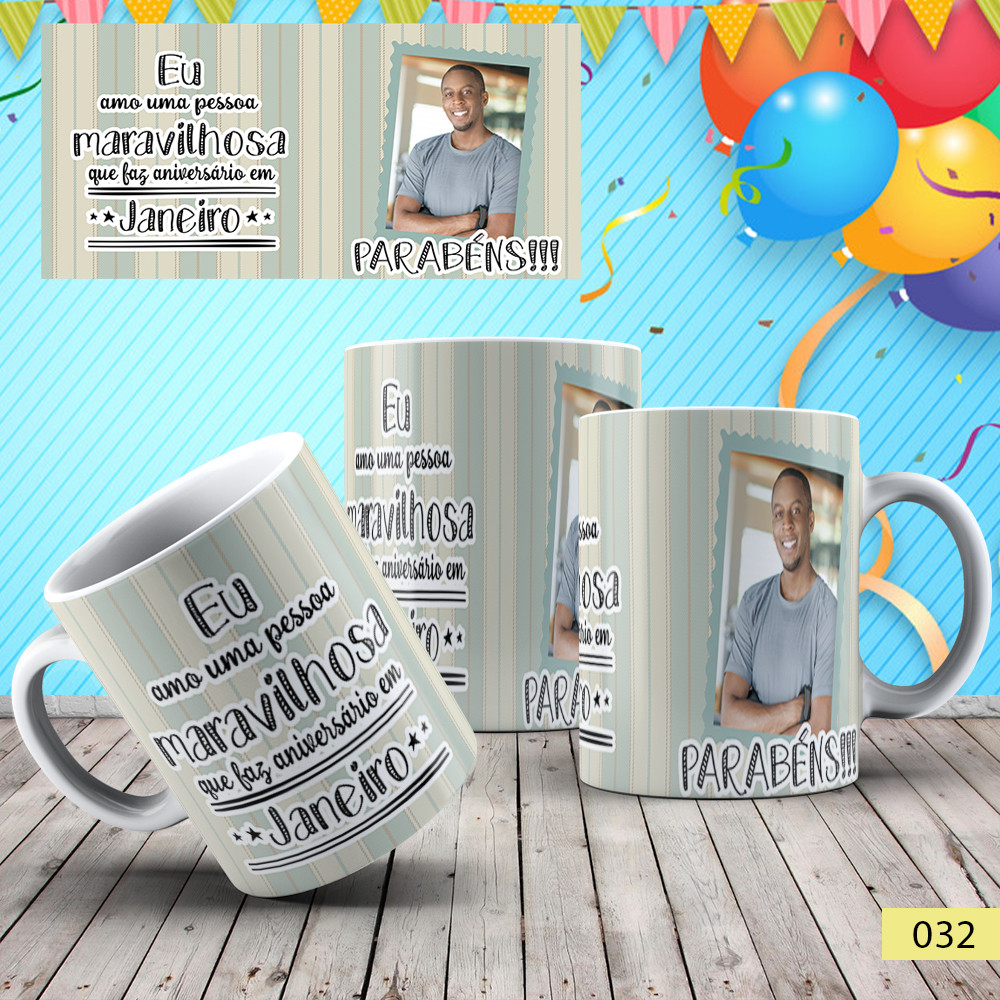 Caneca de louça porcelana  Aniversário Personalizada com foto – Porcelana de Alta Qualidade
