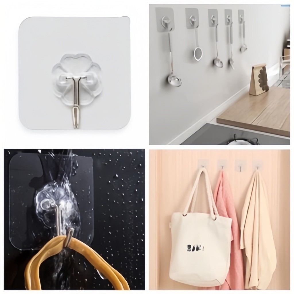 3 Kit Ganchos Para Cortina Transparentes Instalação Fácil Sem Furar A Janela