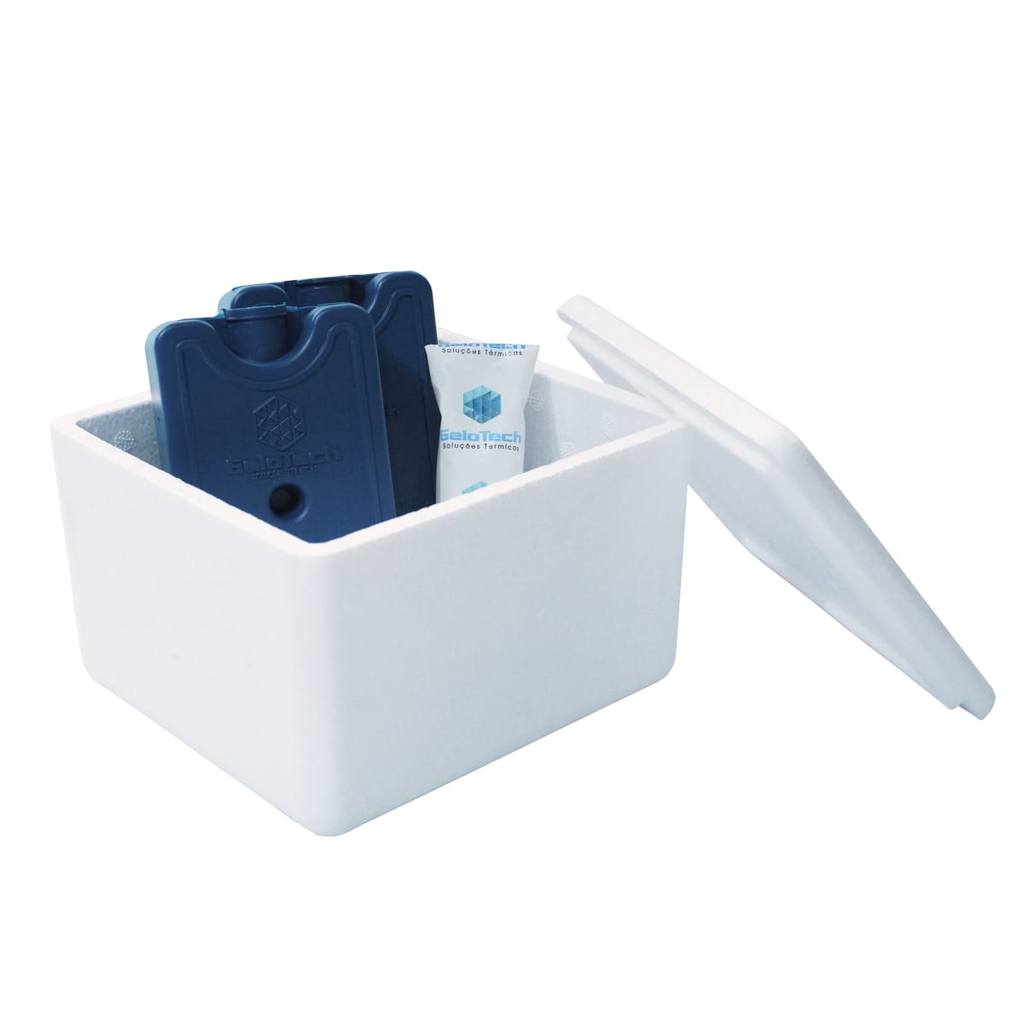 Kit Caixa Isopor 1,5L Litro 2 Gelo 200ml + 1 Gelo 45g Vacina Insulina Medicamento Parede Simples