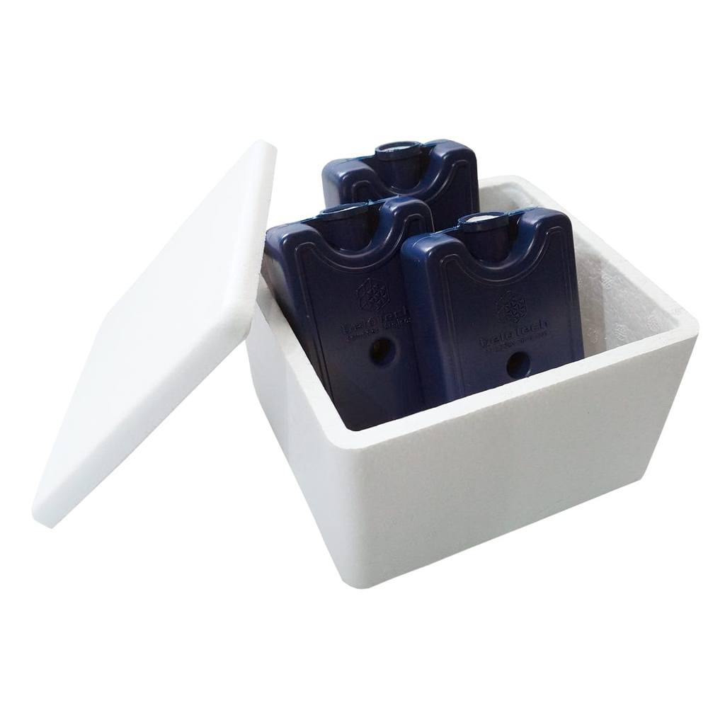 Kit Caixa Isopor Térmica 1,5L Litro 3 Gelo 200ml Gelo Vacina Insulina Medicamento Remédio Parede Simples
