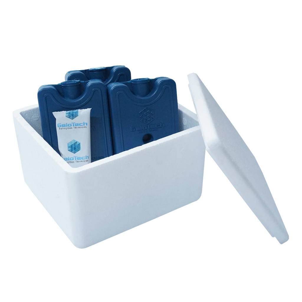 Kit Caixa Isopor 1,5L Litro 3 Gelo 200ml + 1 Gelo 45g Vacina Insulina Medicamento Parede Simples