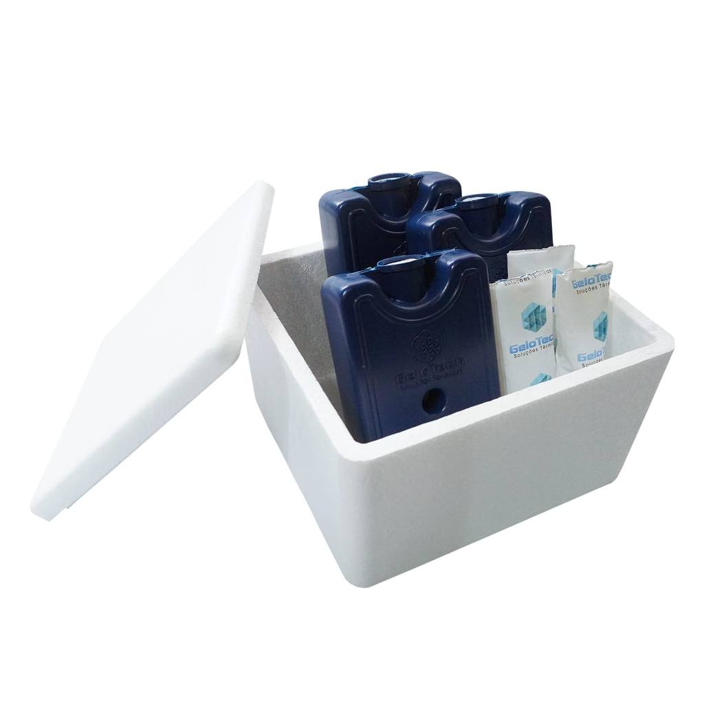 Kit Caixa Isopor 1,5L Litro 3 Gelo 200ml + 3 Gelo 45g Vacina Insulina Medicamento Parede Simples
