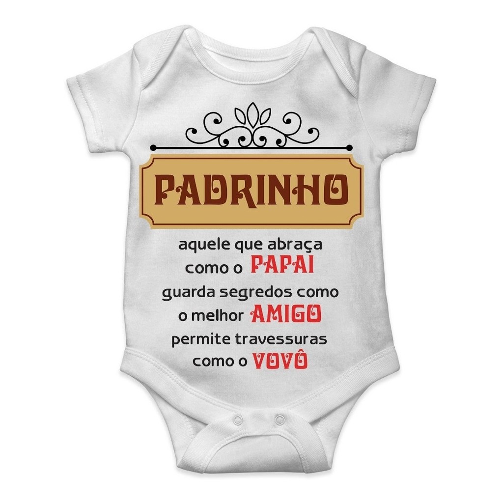 Body Bebê Infantil Personalizado Padrinho Que Abraça Dindo