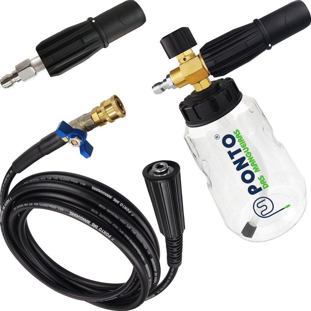 Snow Foam Bico Curto Jato Regulável Engate Rápido Mangueira Nylon Compatível Com Lavadora Intech Machine HL 1500