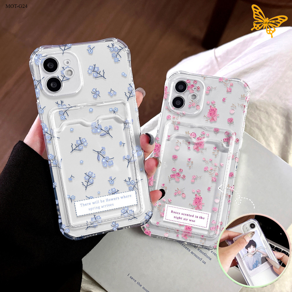 Capa Porta-Cartões Para Motorola Moto G06 G24 G15 G22 G05 G20 G30 G10 Silicone Capinha KB 6043