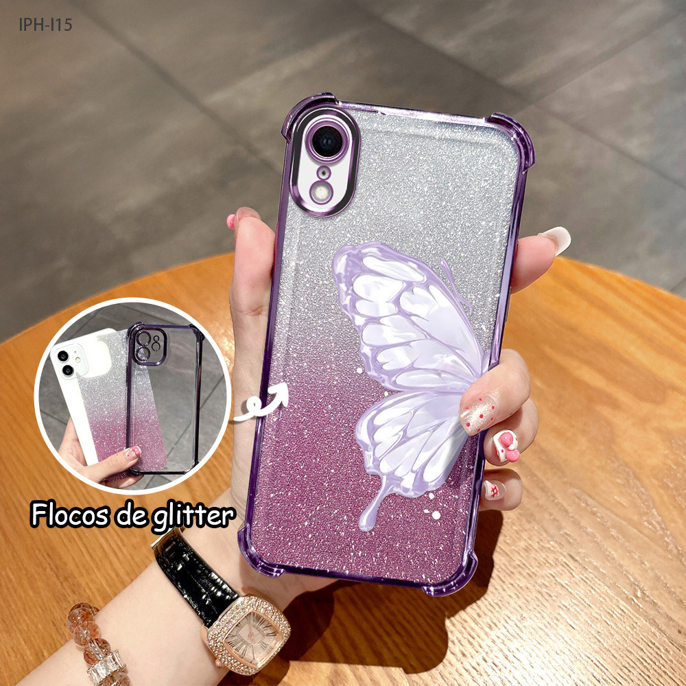 Capinha Para iPhone 15 14 13 12 11 8 7 XR SE Plus 2020 2022 Capa Com Cartão De Glitter SFK 8403