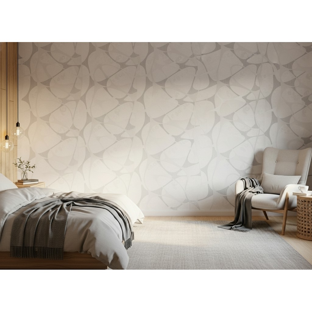 Papel de Parede Vinílico - Branco Gelo Arabescos Cinza Preço Atacado - Rolo 10m x 53cm Importado Alto Relevo