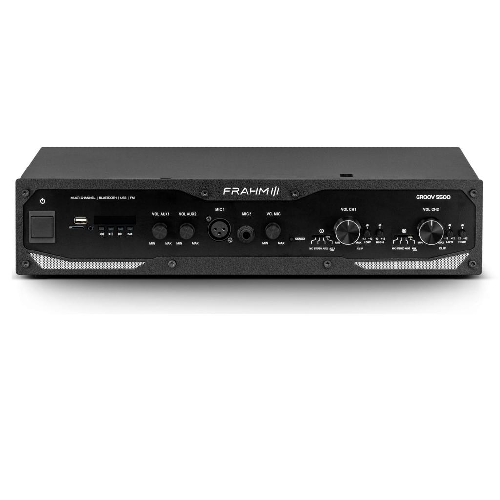 Amplificador Profissional Frahm GR 5500 BT G5 600W RMS 4 Ohms Som Ambiente Bivolt