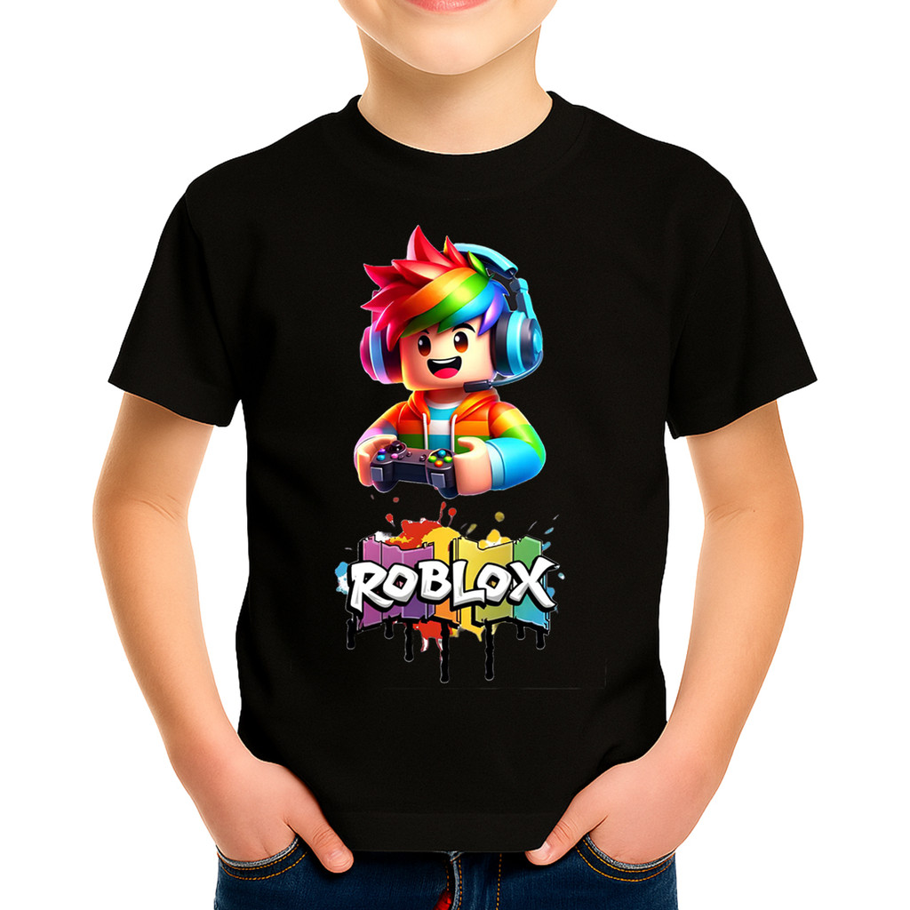 Camiseta Camisa Infantil Juvenil Para Menino Menina 100% Algodão Gamer Roblox MD3