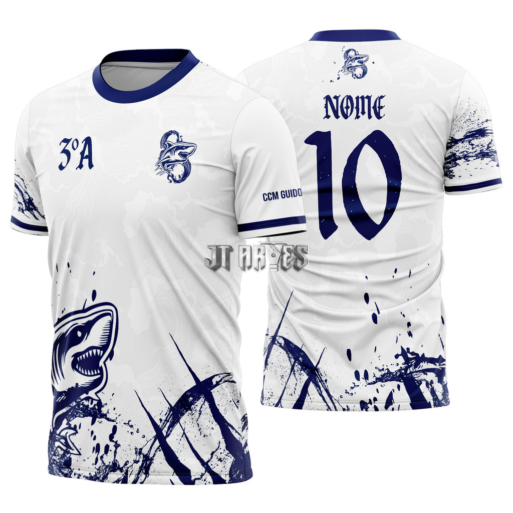 camisa interclasse tubarao personalizada com nome e numero 694