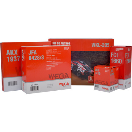 Kit Filtros Wega WKL205 p/ Honda Fit CX DX LX LXL 1.4 16v Flex 100cv 2009 2010 2011 2012 2013 2014 2015