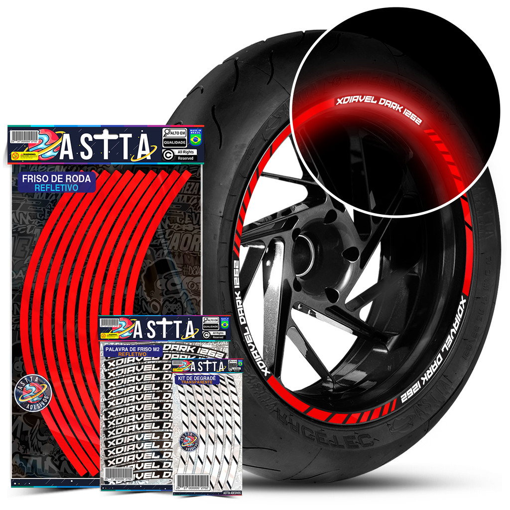 Friso De Roda M1 Compativel Ducati Xdiavel Dark 1262 + Adesivos Palavras Filete Refletivo