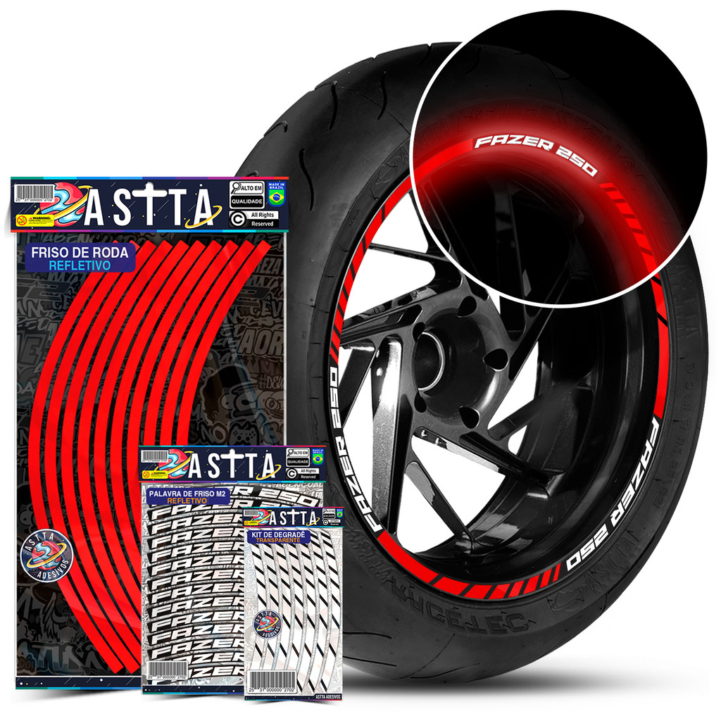 Friso De Roda M1 Compativel Yamaha Fazer 250 + Adesivos Palavras Filete Refletivo em Oferta na Shopee
