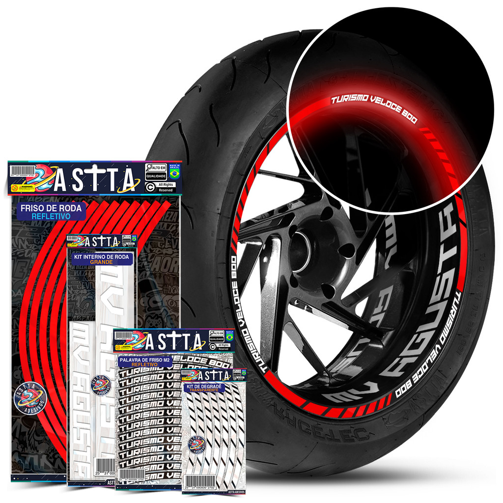 Friso De Roda M1 Compativel Turismo Veloce 800 + Kit Adesivos Internos Mv Agusta + Palavras Filete Refletivo