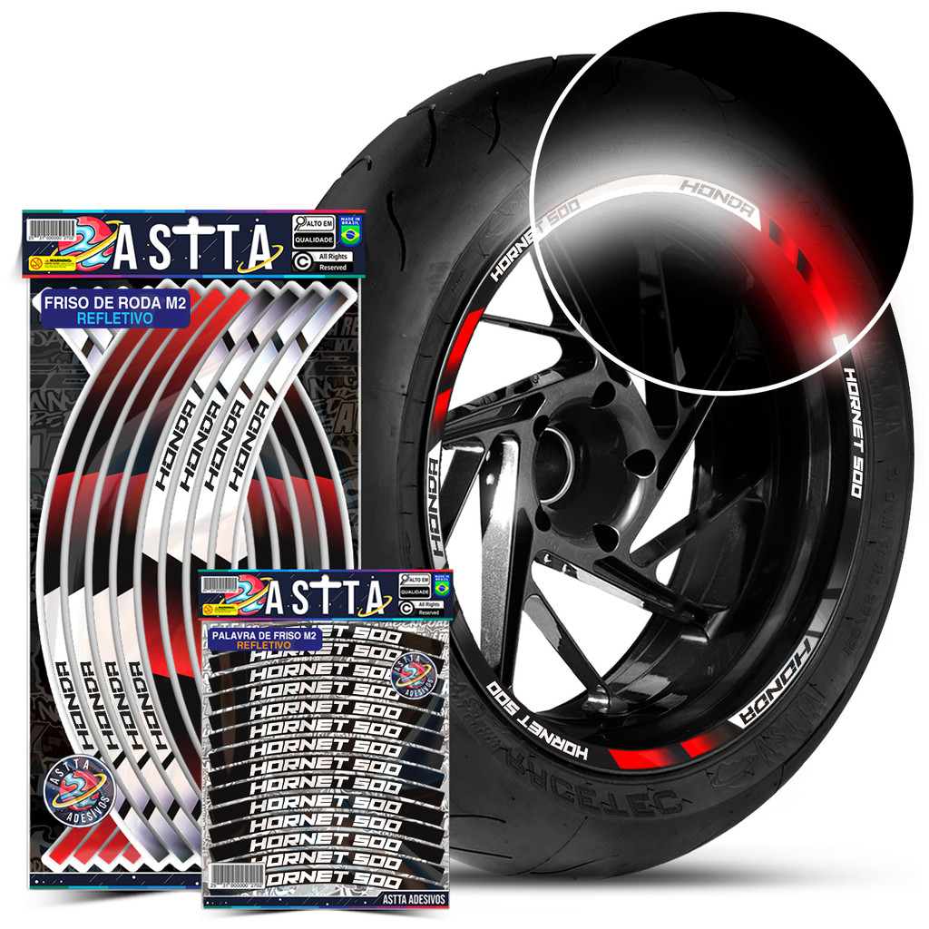 Friso De Roda M2 Compativel Hornet 500 + Adesivos Palavras Filete Refletivo
