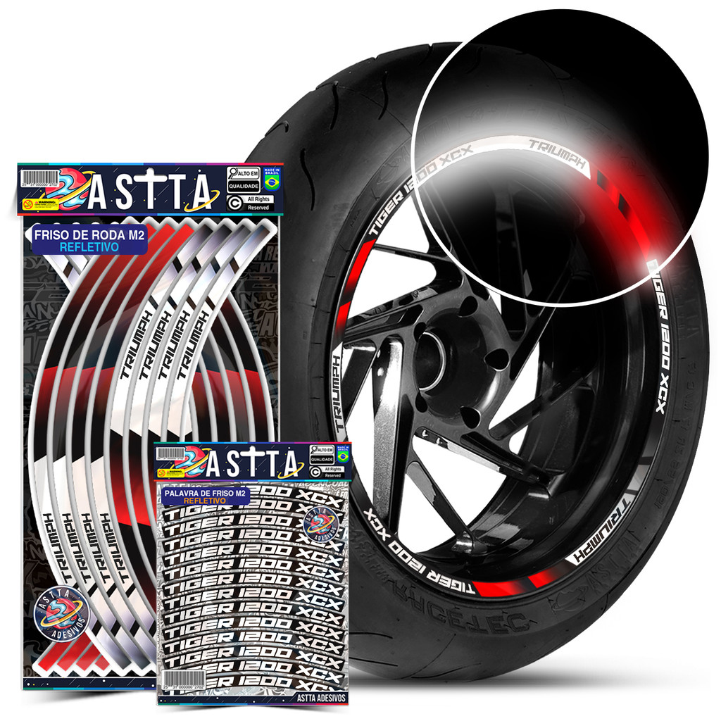 Friso De Roda M2 Compativel Tiger 1200 Xcx + Adesivos Palavras Filete Refletivo