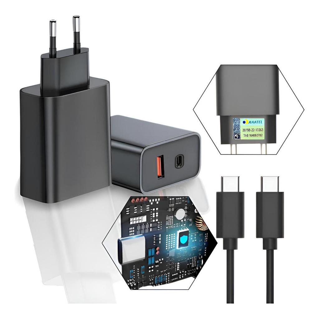 Carregador Para Motorola 125w Usb-c Duo Moto G 84 Edge Razr