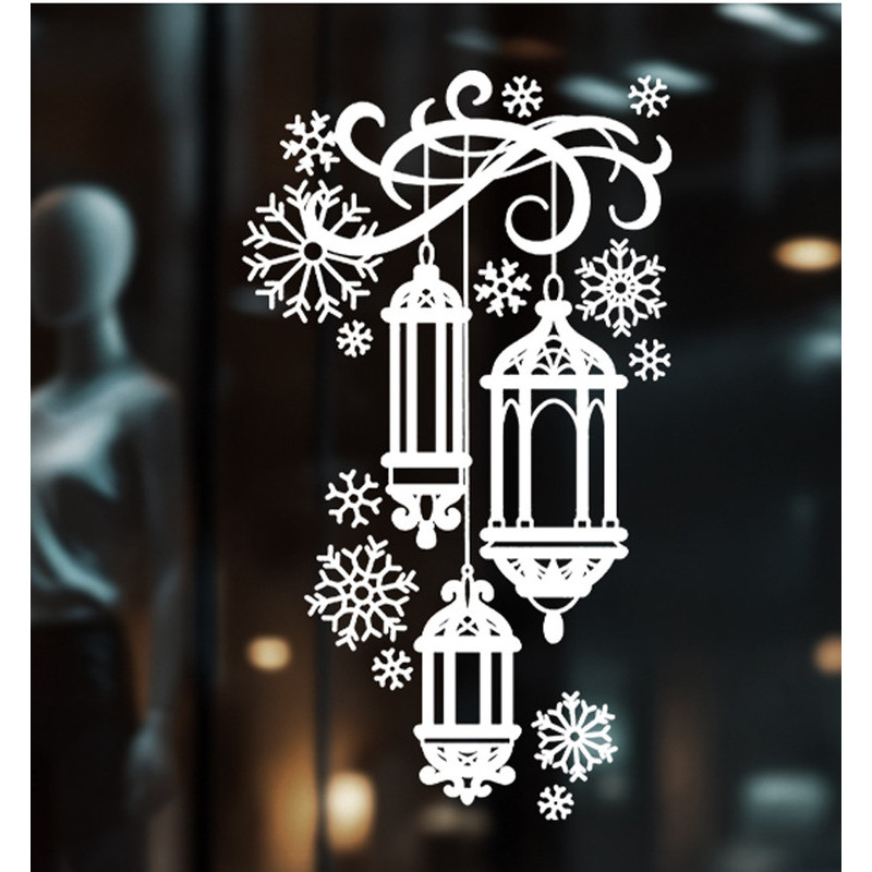 Adesivo de Natal Vitrine Lamparina de Natal 