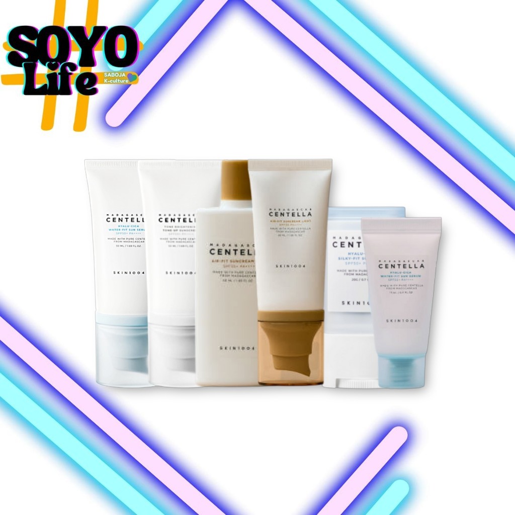 SKIN1004 Madagascar Centella Sun Screen 50ml (Air-Fit , Hyalu-Cica Water Serum , Tom Iluminador De , Luz Stick 20g)