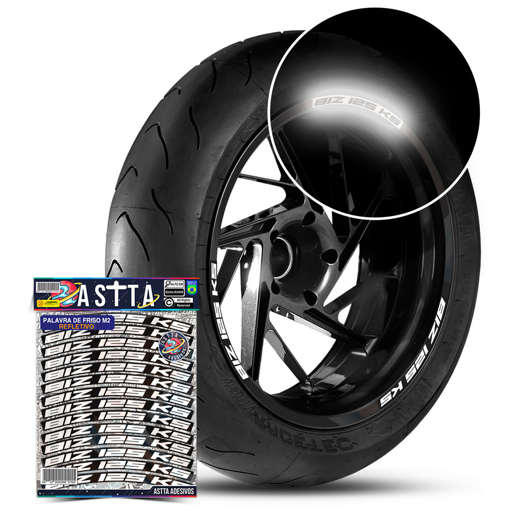 Kit Adesivos Palavras De Roda Compativel Honda Biz 125 Ks Refletivo