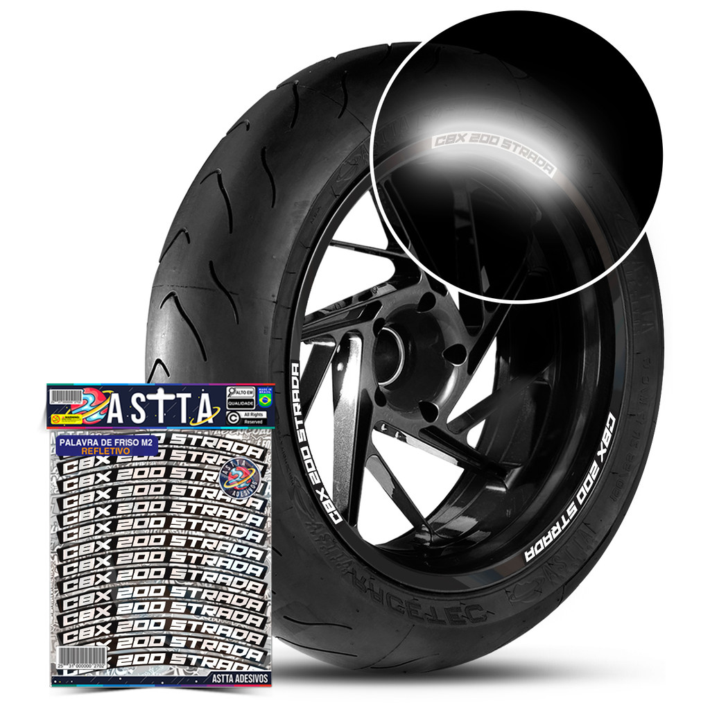 Kit Adesivos Palavras De Roda Compativel Honda Cbx 200 Strada Refletivo