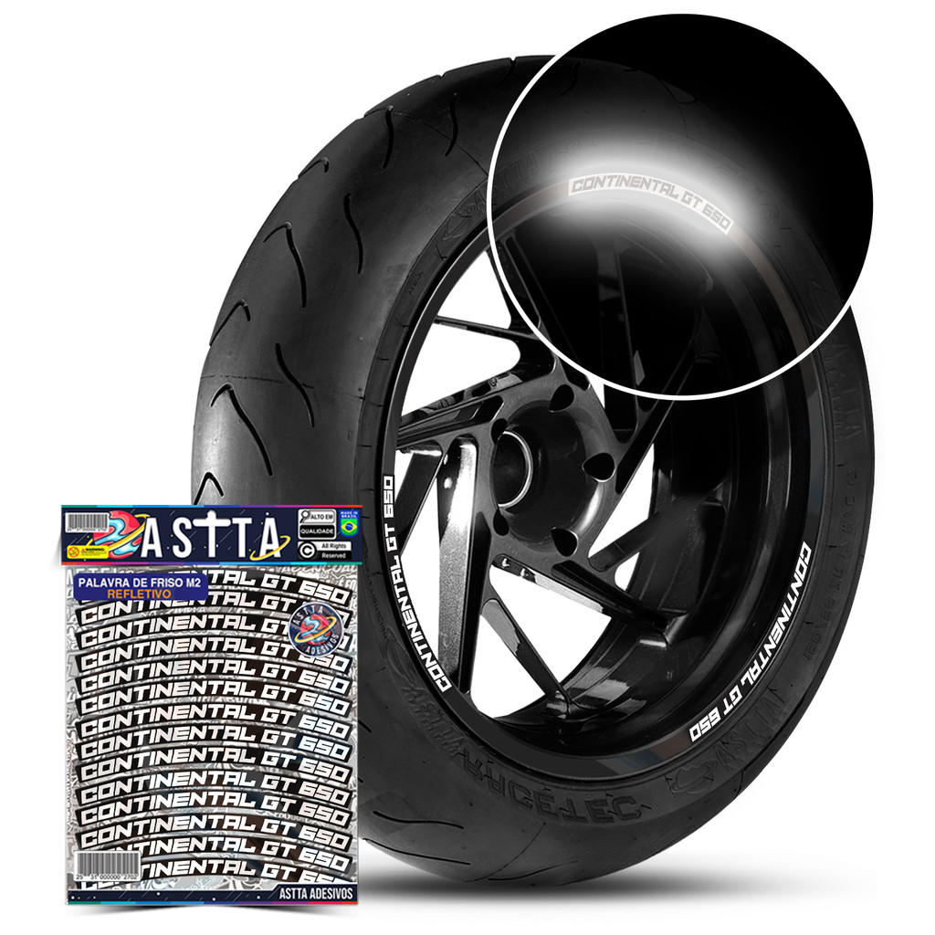 Kit Adesivos Palavras De Roda Compativel Royal Enfield Continental Gt 650 Refletivo