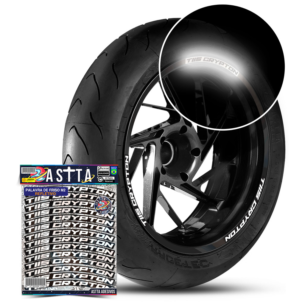 Kit Adesivos Palavras De Roda Compativel Yamaha T115 Crypton Refletivo