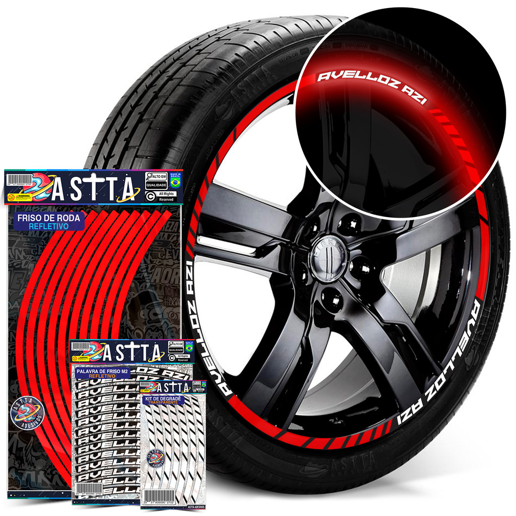 Friso De Roda M1 Compativel Avelloz Az1 + Adesivos Palavras Filete Refletivo