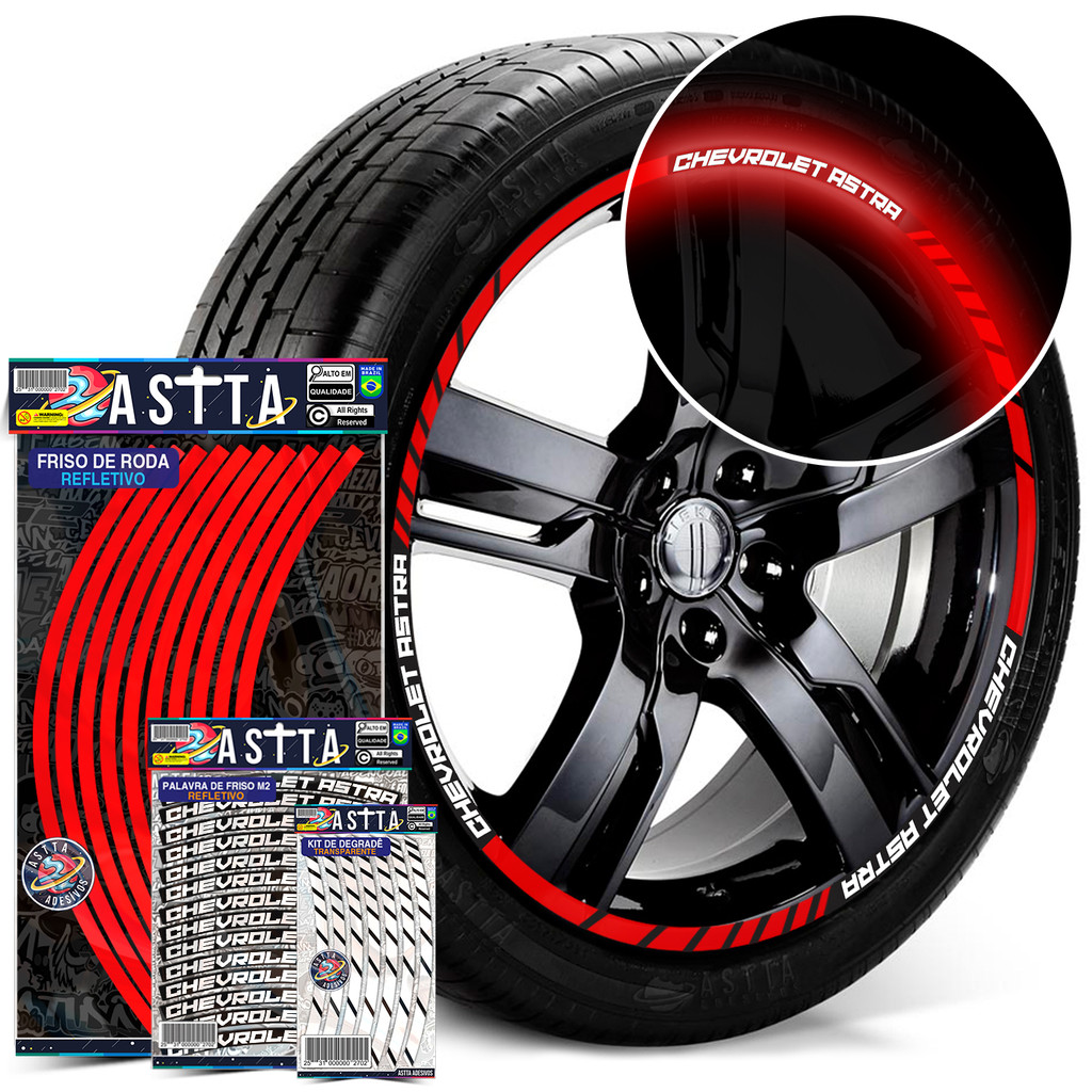 Friso De Roda M1 Compativel Chevrolet Astra + Adesivos Palavras Filete Refletivo