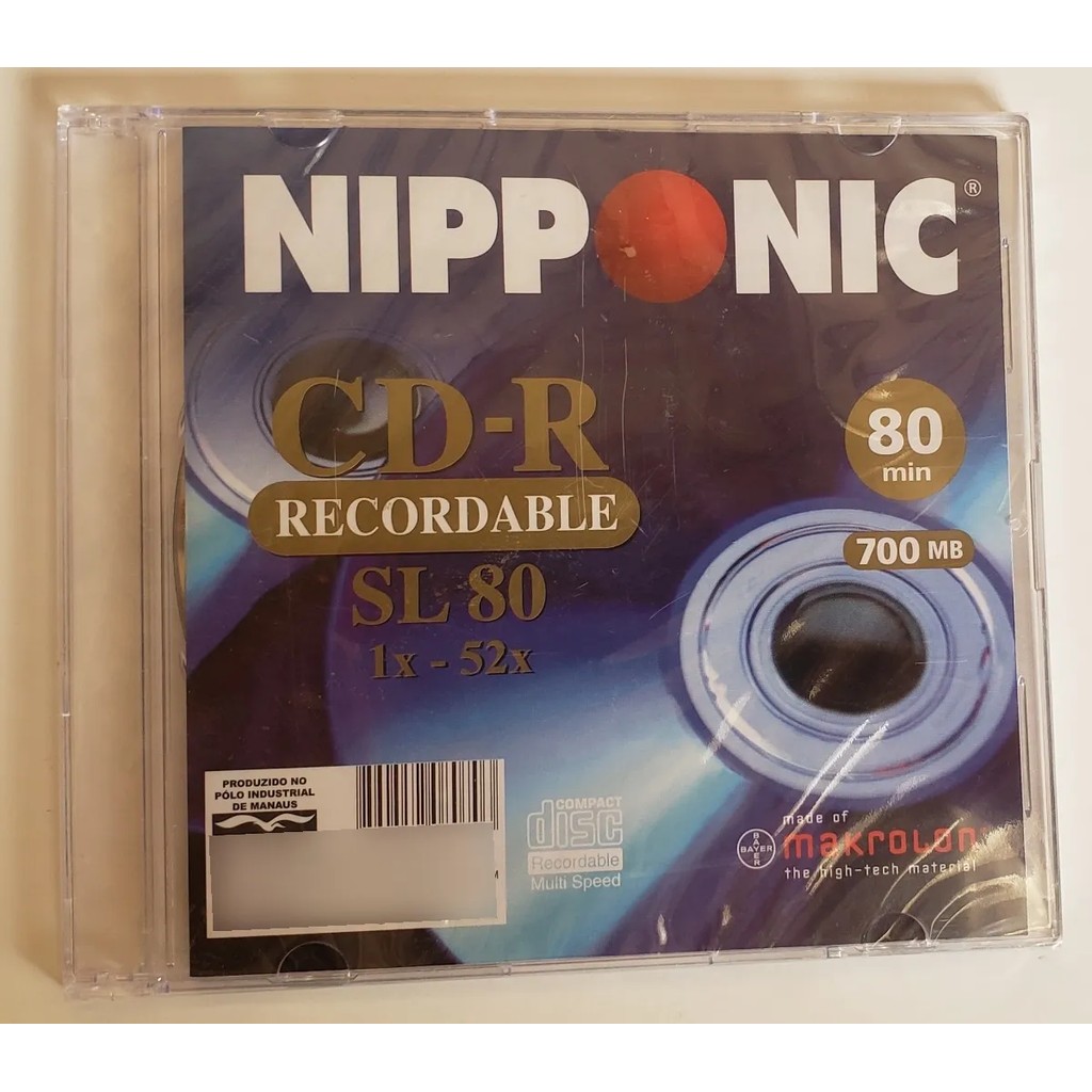 kit com 20 Cd-r Nipponic 700mb 80min 1x-52x – com capa Slim