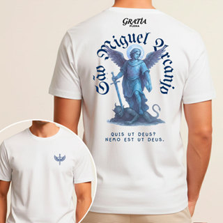 Camiseta São Miguel Arcanjo Protetor Católica 100% Algodão Unissex em Oferta na Shopee