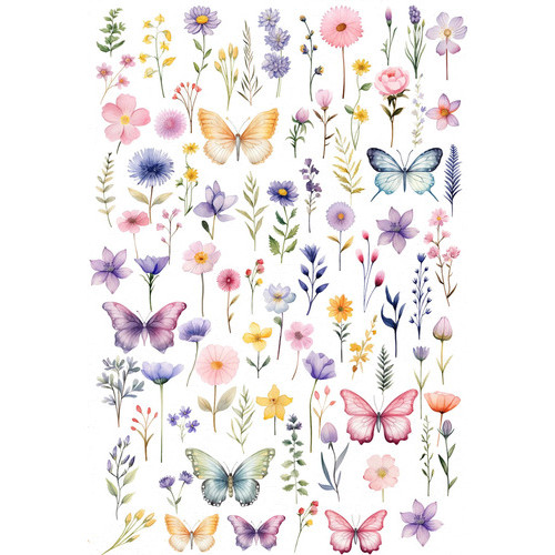 Decalque Porcelana Forno Caseiro - Mix Flores E Borboletas 4