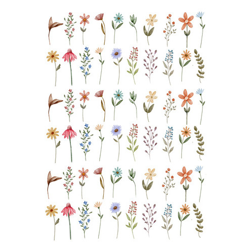 Decalque Porcelana Forno Caseiro - Mix Flores Silvestres