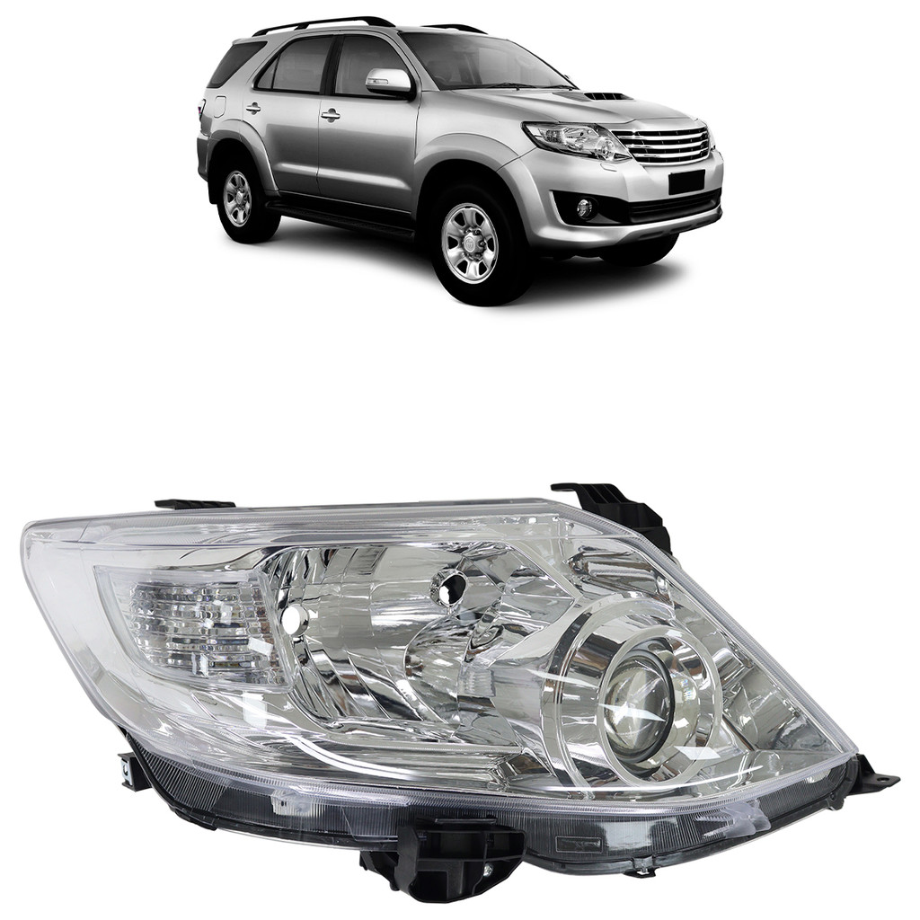 Farol Dianteiro Hilux Sw4 2012 2013 2014 2015 Máscara Cromada Lente Lisa Acrilico
