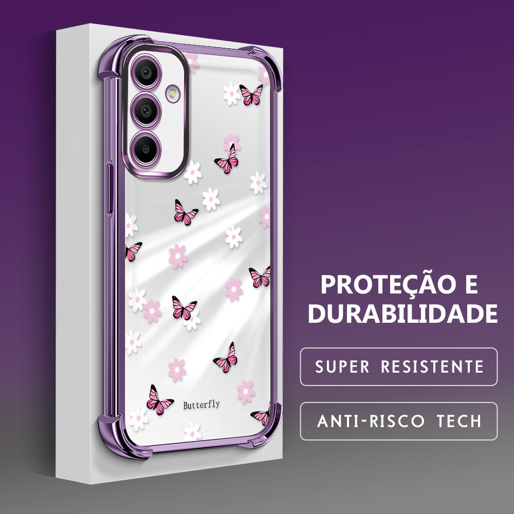 Capa Para Samsung Galaxy A15 4G 5G Capinha Anti Impacto Transparente Case Borboleta 0502SJ em Oferta na Shopee