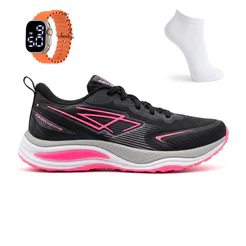 Kit Tênis Feminino Esportivo Caminhada Treino Academia Corrida Repplay + Meia e Relogio