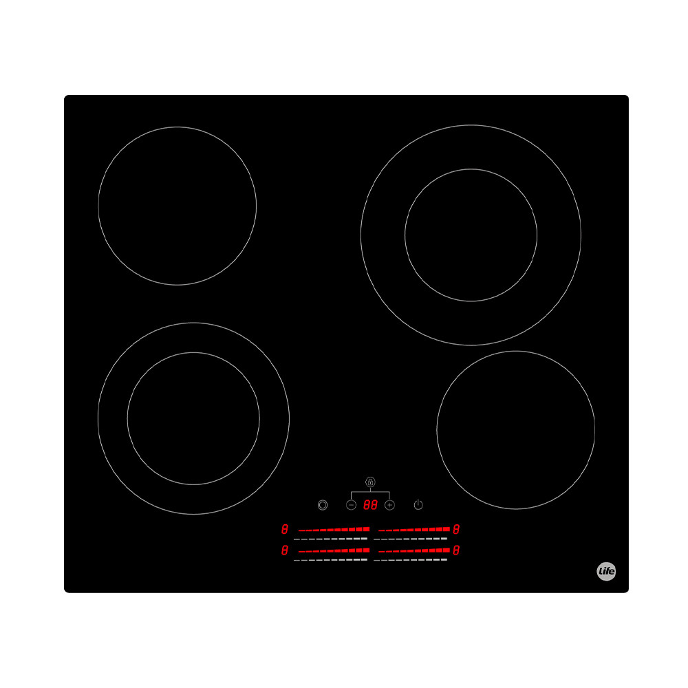 Cooktop Elétrico Life 4 Bocas Touch Slider Mesa Vidro 220V
